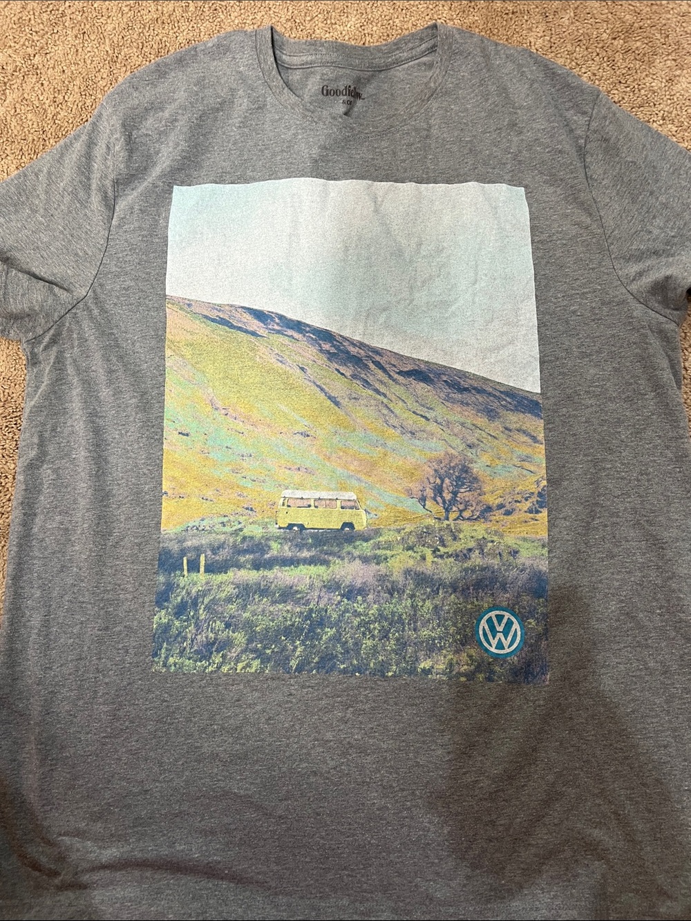 Goodfellow & Co Gray Tee with Yellow Camper Graphic